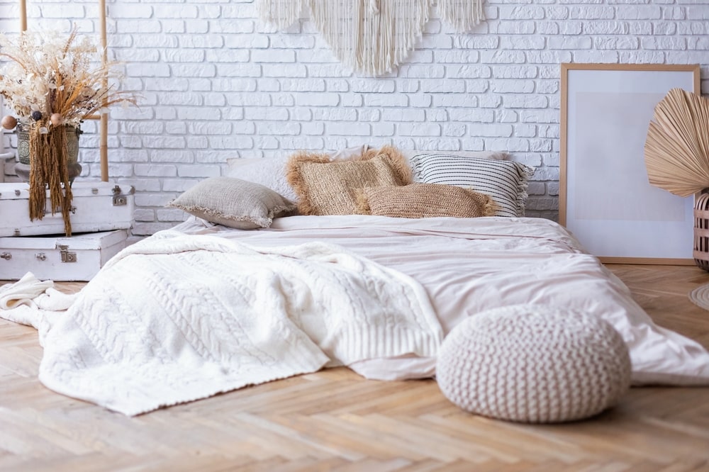 earth tone bedroom with mattress on the floor