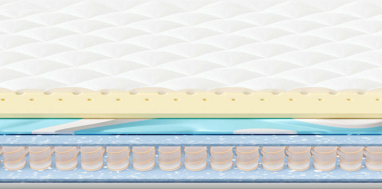 closeup of the inner layers of a hybrid mattress