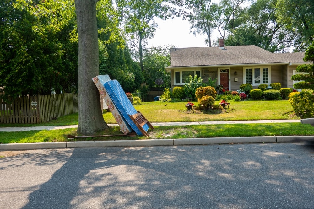 old mattress out to trash