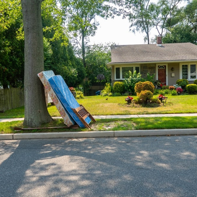 old mattress out to trash