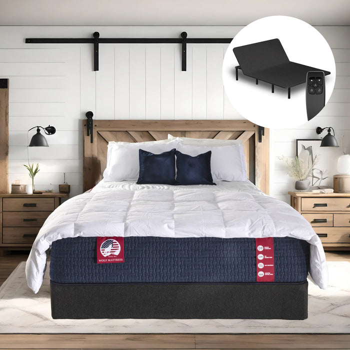 Queen 13-Inch Memory Foam Hybrid Premium Firm Mattress and R220 Adjustable Base Bundle