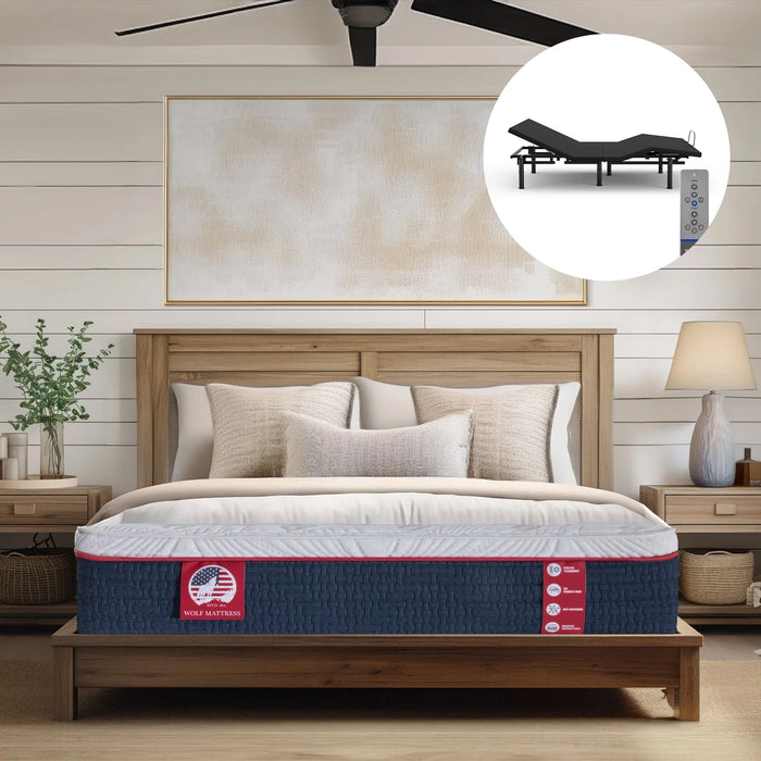 Queen 14-Inch Memory Foam Hybrid Elite Plush Pillow Top Mattress and R310TLP™ Adjustable Power Base Bundle