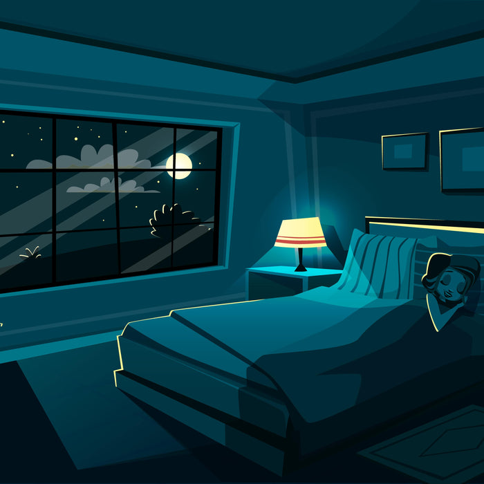 graphic of bedroom with bedside lamp