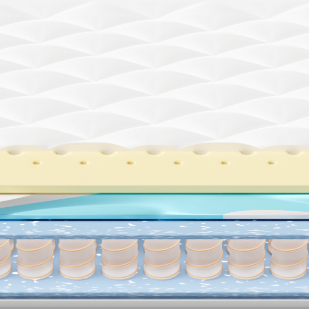 closeup of the inner layers of a hybrid mattress